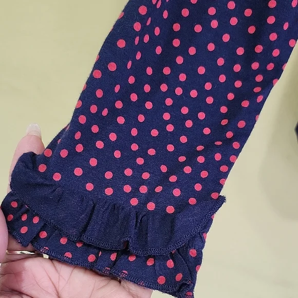 Navy Ruffle V-Neck Long-Sleeve Blouse with Red Micro Print - Picture 8 of 10